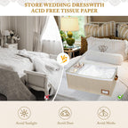 Lukeline Wedding Dress Storage Box, Wedding Dress Preservation Box with Divider, Foldable Organizer with 1 Pair of Microfiber Gloves and 20 Sheets of Acid-Free Paper for Gowns,Souvenirs
