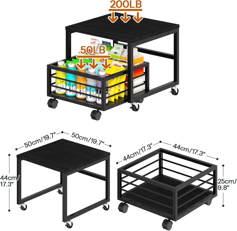 HOOBRO End Table, Mini Fridge Stand with Storage, Mini Fridge Table with Whee...