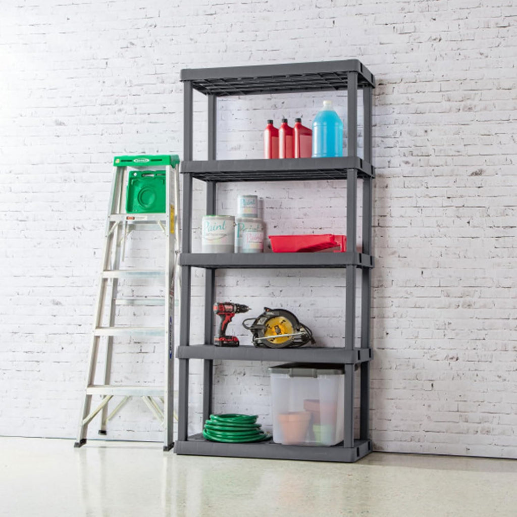 Sterilite 3-Pack 5 Shelf Unit, Heavy-Duty Shelving Storage Rack for Home and Garage, Gray - Multipurpose Plastic Organizer Shelves for Smart Organization