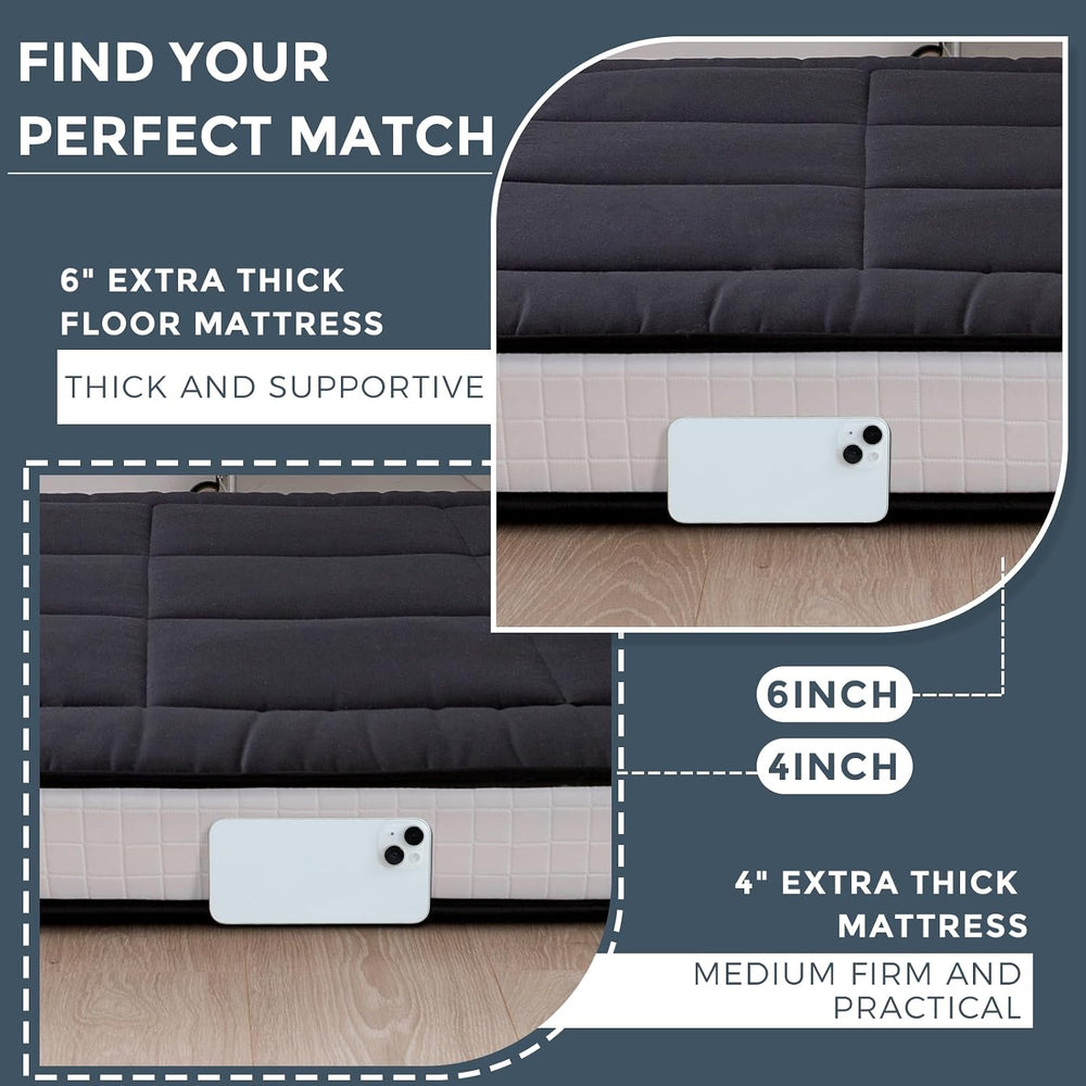 MAXYOYO 6" Extra Thick Floor Futon Mattress, Foldable Japanese Floor Mat...