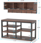 Tribesigns Industrial [Shoe] [Rack] [Bench] with Coat [Rack] Set with Hall Tree, 3 Storage Cubbies, 7 Hooks for Entryway, Hallway, 5-in-1Design, Rustic Brown