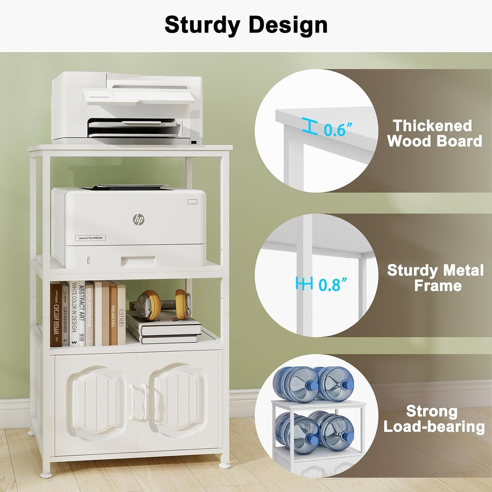 Natwind 4 Tier Printer Stand, File Cabinet w/Adjustable Open Shelves,White | ...