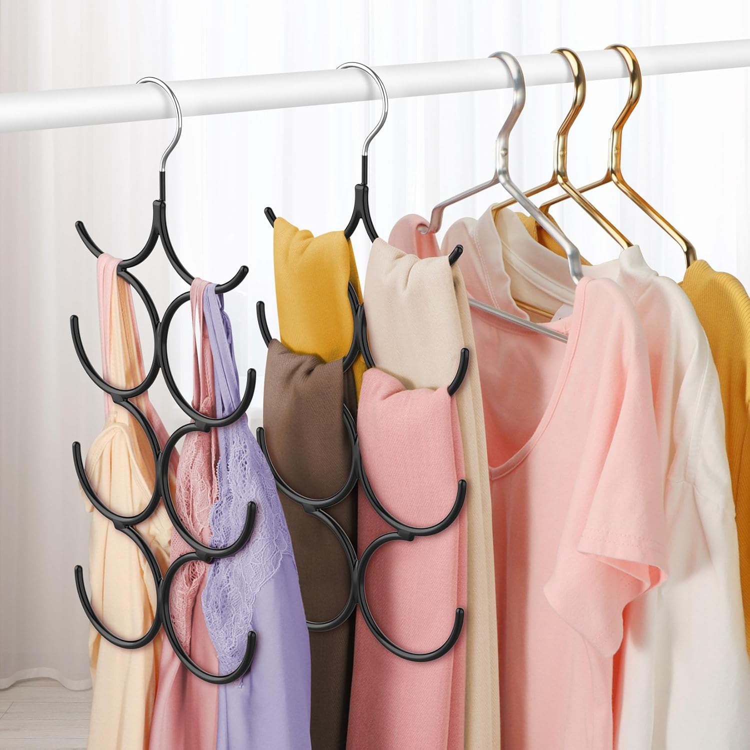 DOIOWN Tank Top Hanger,4 Pack Space Saving Hangers Bra Camisole Hanger,Small Closet Organizers and Storage for Dorm & Apartment Holds Camisoles,Bras,Scarfs,Ties,Belts