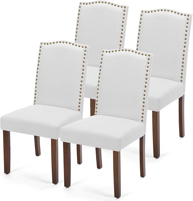 DUMOS Dining Chairs Set of 4, Moden Kitchen Table Chairs with Wooden Legs and Padded Seat for Dining Room/Kitchen/Living Room/Restaurant, Grey