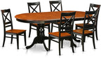 East West Furniture PLQU7-BCH-W 7 Piece Dining Set Consist of an Oval Dining Room Table with Butterfly Leaf and 6 Kitchen Chairs, 42x78 Inch, Black & Cherry