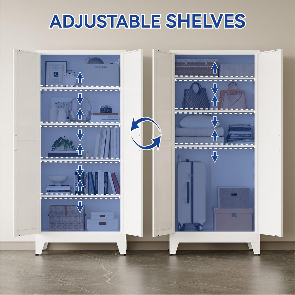 COFaR Metal Pantry Cabinet with Doors, Farmhouse 71'' Tall Storage Ca...