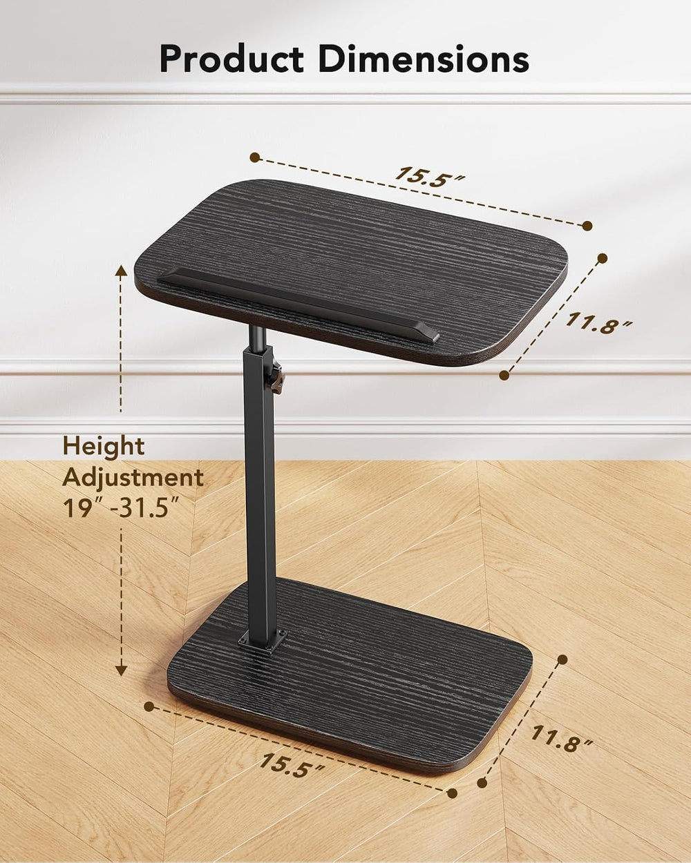 HUANUO TV Tray with Height Adjustment, 360° Swivel, 90° Tilt, Black | 19&quot...