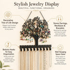 Jewelry Organizer Earring Holder Tree of Life Wall Mounted or Hanging Necklace and Bracelet Holder Metal Jewelry Display with Hooks for Studs Mother’s Day Gift for Women Mom Wife Daughter (Style1)