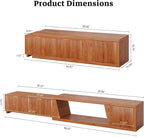98 Inch TV Stands for Living Room, Wooden Extra Long TV Stand with Adjustable Shelf and Drawers, Flutted Extendable TV Console with Storage Cabinet, Warm Brown Oak (64.57" W-98.43" W)