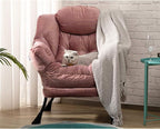 HollyHOME Modern Fabric Large Lazy Chair, Accent Oversized Comfy Reading Chair with Armrest, Thick Padded Cozy Lounge Sofa for Living Room, Bedroom, Dorm, Gilding Pink