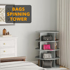 SpaceAid 4 Tier Rotating Shoe Rack Tower, Spinning Shoe Display Lazy Susan, Revolving 360 Shoe Rack Storage Round Carousel, Vertical Handbag Rotate Shoes Closet Organization (4-Tier Gray)