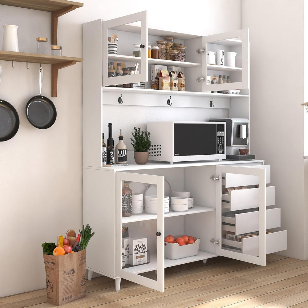 74.8" Tall Kitchen Pantry Storage Cabinet, Modern Food Pantry Cabinet wi...