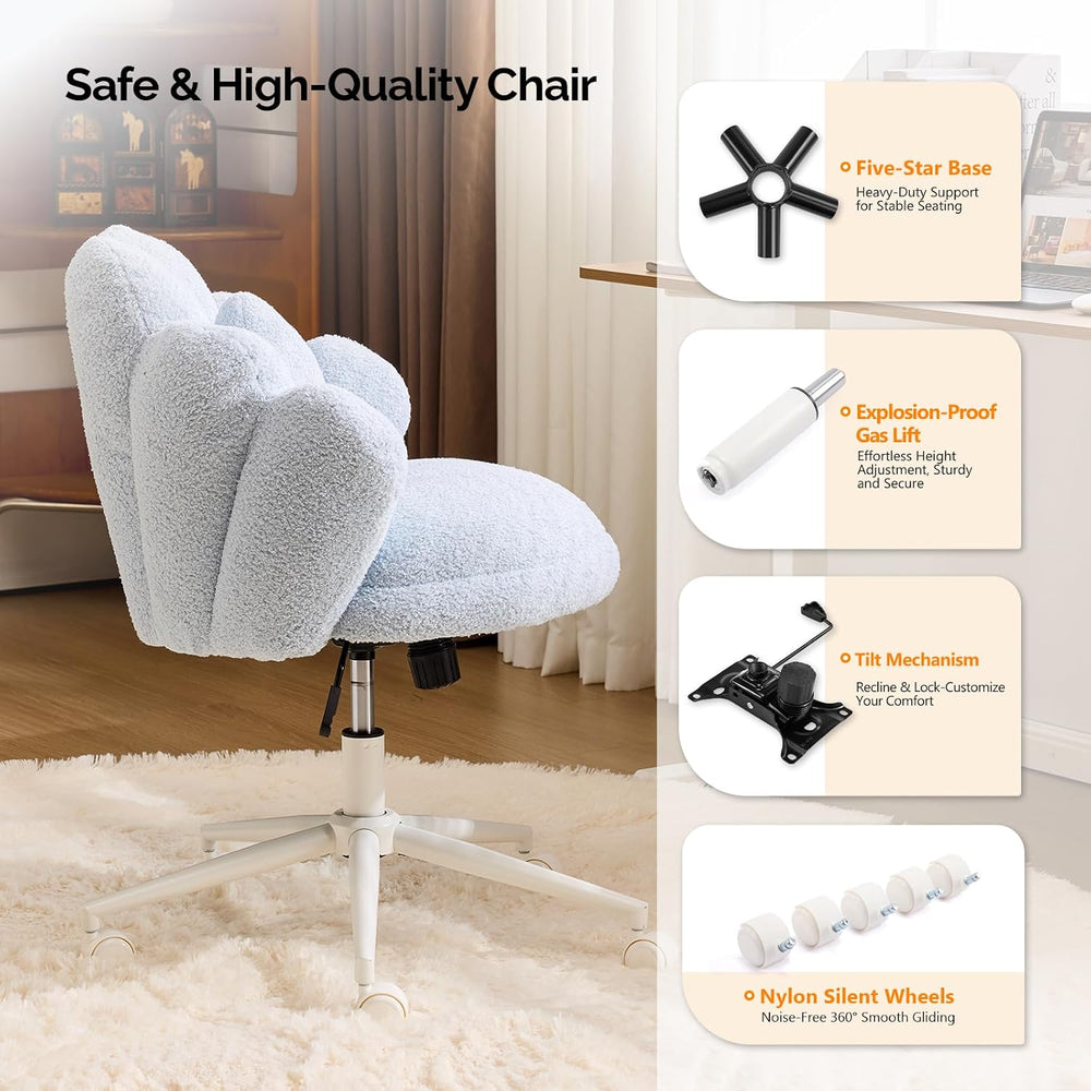 VINGLI Lovely Petal Vanity Desk Chair with Star Pillow, Height Adjustable Arm...
