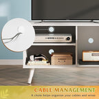 WLIVE TV Stand for 40 Inch TVs, Small Entertainment Center with Storage Cabinet, Mid-Century Modern TV Stands for Living Room and Bedroom, 32" TV Console, White