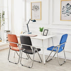 Folding Chairs with Padded Cushion and Enlarge Backrest, Metal with Comfortable Cushion for Home and Office,(Black)