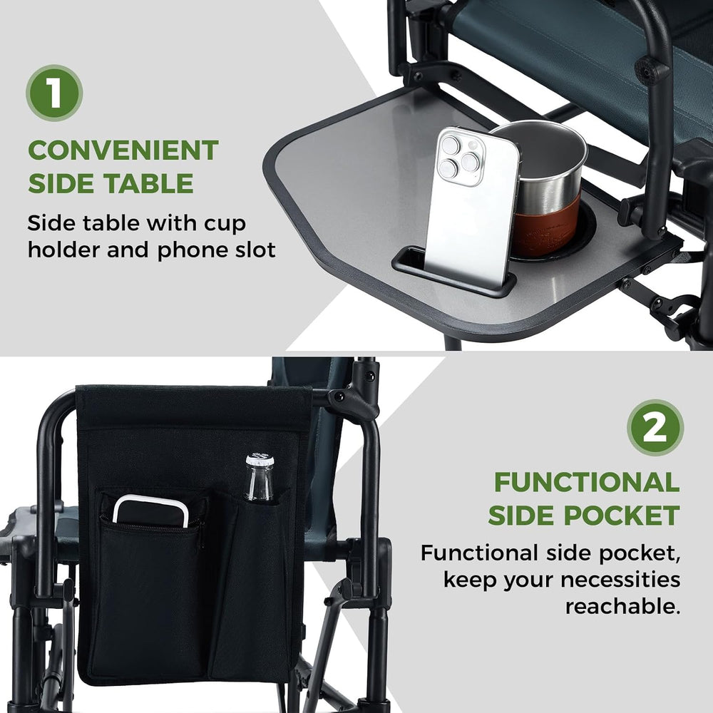EVER ADVANCED Portable 30.7" Seat Height Tall Folding Camping Chair Dire...