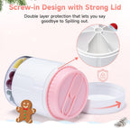 Daviky Pill Bottle Organizer, Supplement Organizer with 7 Large Compartments, Travel Pill Dispenser Round Pill Box with Two Lids（Pink