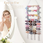 SNOWSTAR Macrame Flat Hair Claw Clip Holder Organizer,Large Capacity Hanging Hair Clip Holder and Storage for Women Girls,Flat Claw Clips Storage Hanger Home Decor for Wall,Door,Closet