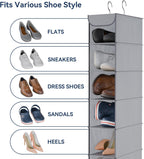 Whitmor Hanging Shoe Organizer, 8 Shelves-Hanging Closet Organizer, Hanging Shoe Rack for Small Closet, Hanging Shelves for Storage Shoes Clothes 11.5" D x 5.5" W x 41" H, Grey