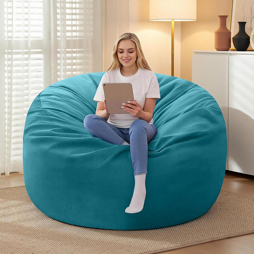 3FT Bean Bag Chairs,Comfy Beanbags Giant Bean Bags Chairs with Memory Foam Filling,Beanbag Chairs for Adults,Machine Washable Cover,Lazy Sofa for Gamming Room,Living Room & Bedroom,Sea Blue