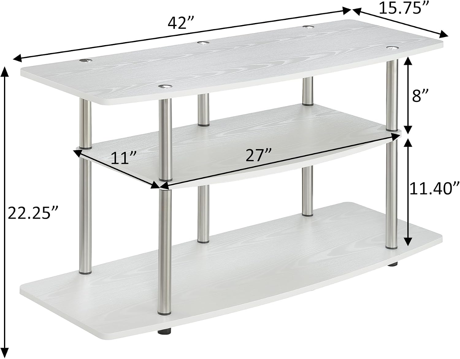Convenience Concepts Designs2Go 3-Tier Wide TV Stand, White