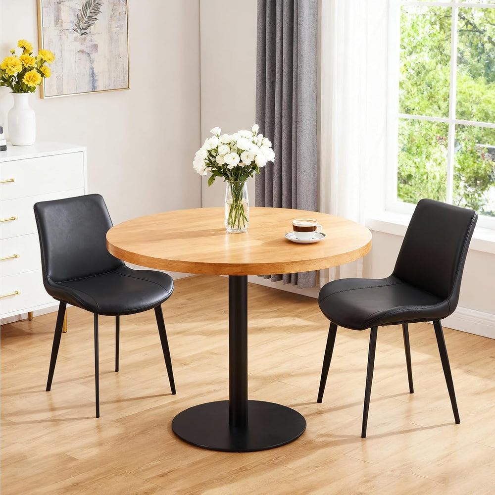 Black Dining Chairs Set of 4, PU Leather Dining Room Chairs, Upholstered Kitc...