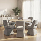 VKNOW Upholstered Swivel Dining Chairs Set of 2, Modern Dining Room Chairs with Open Back, Chenille Fabric Kitchen Chairs for Dining Room, Living Room, Bedroom, Vanity, Grey