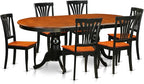 East West Furniture PLAV7-BCH-W 7 Piece Dining Room Furniture Set Consist of an Oval Kitchen Table with Butterfly Leaf and 6 Dining Chairs, 42x78 Inch, Black & Cherry
