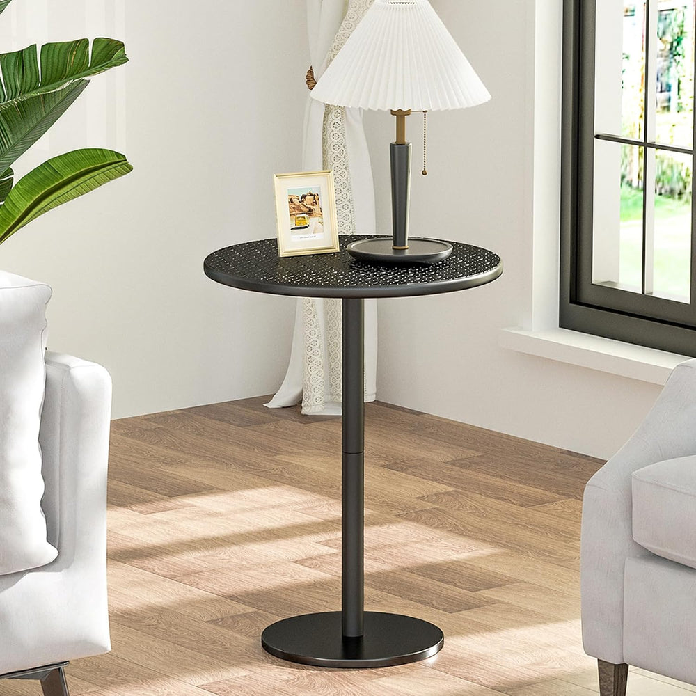 Small Round Side Table, Pedestal Accent End Table with Marble Base for Living...