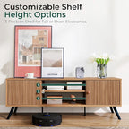 COMHOMA TV Stand for Living Room, Mid Century Modern Entertainment Center for 55/60/65 Inch TVs, Retro Brown TV Console with Fluted Door Cabinets and Open Adjustable Shelve Storage for Bedroom (53In)