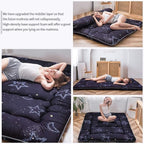 MAXYOYO Japanese Floor Mattress Futon Mattress, 4" Thicken Tatami Mat Sleeping Pad Foldable Roll Up Mat Boys Girls Dormitory Pad Kids Floor Lounger Pillow Bed, Charcoal Grey, Queen Size