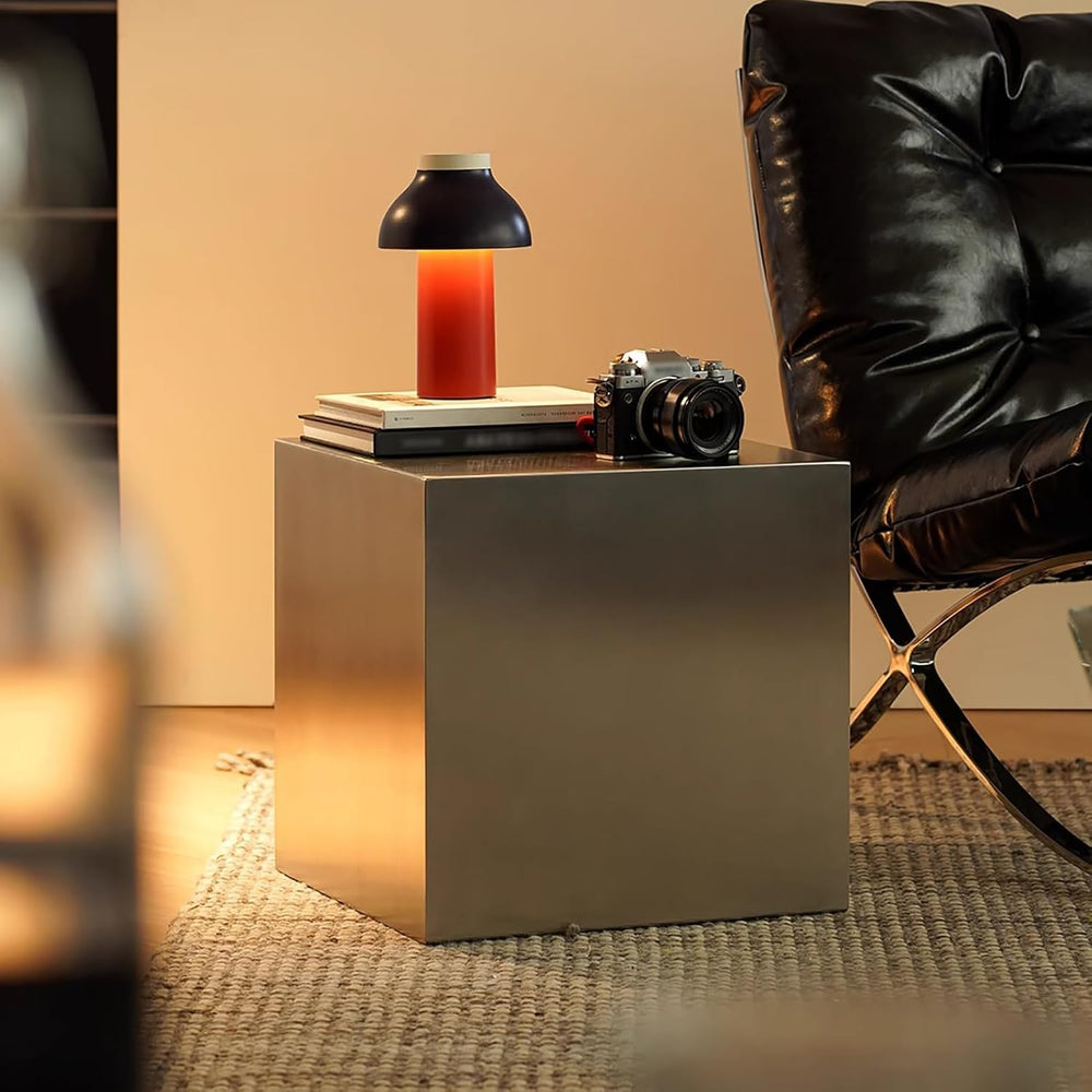 Metal Square Sofa Side Table, Cube End Table Small Coffee Table Industrial Be...
