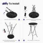 Byliable 24in Round Folding Cocktail Table, Plastic Bar Height Table, Black | Portable Foldable Design with Removable Legs, Two Folding Methods, HDPE Tabletop, Indoor Outdoor for Parties, Patio, Events