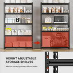 36" W Father&I 5-Shelf-Rack Industrial Metal Shelves Steel Utility Garage/Kitchen Storage Stand Shelving Units Adjustable Heavy-Duty Organizer for Shed/Closet/Pantry/Tote 72" H*36W*16D, Black