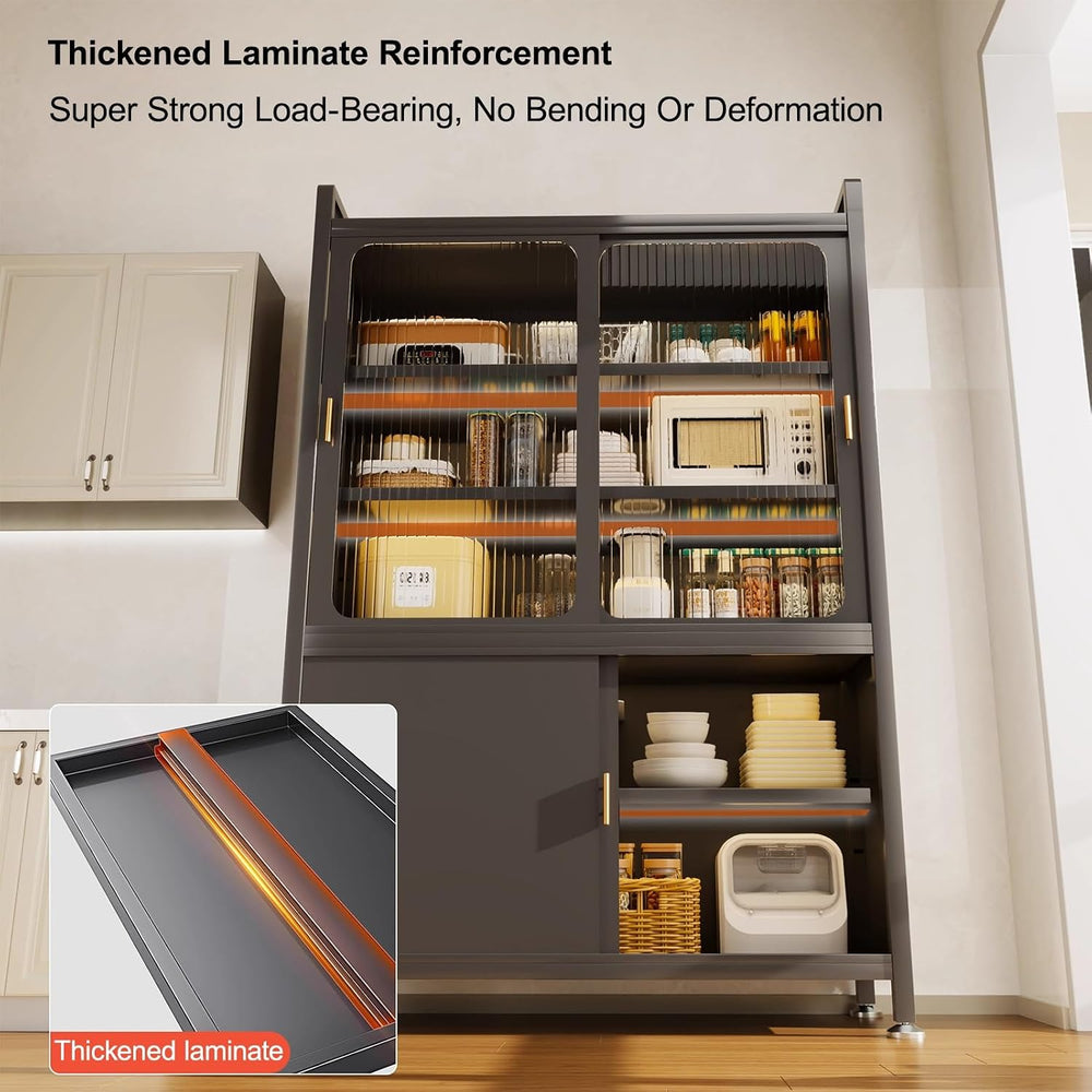 Kitchen Pantry Cabinet with Adjustable Shelves and Doors, Tall Storage Cabine...