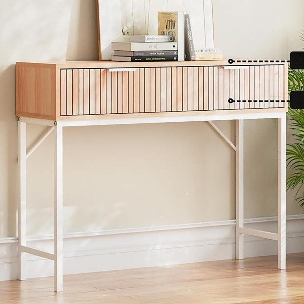 Modern Narrow Console Tables with 2 Storage Drawers Wooden Entryway Table Lon...