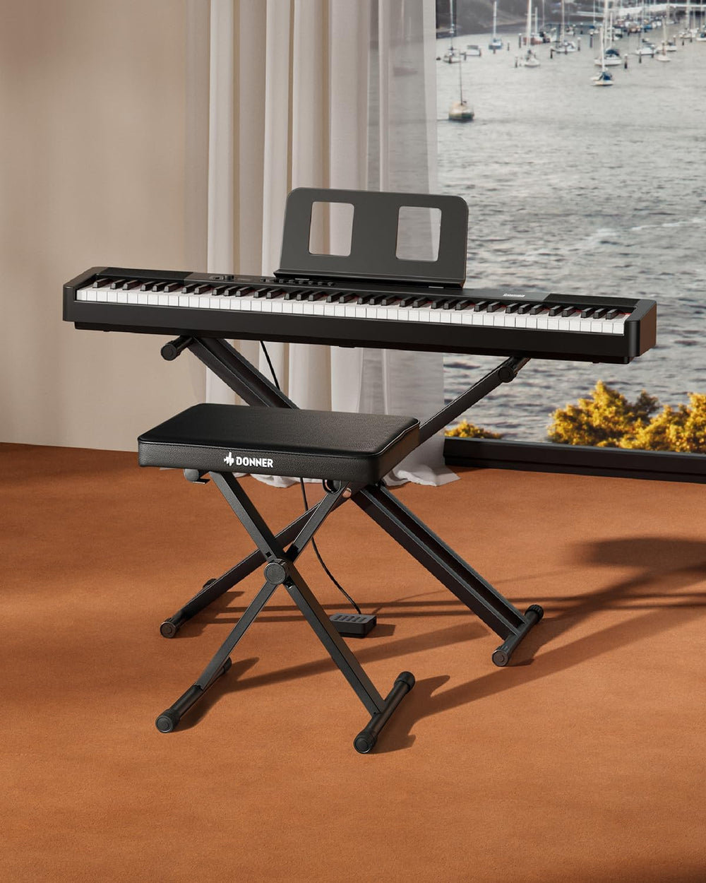 Donner Piano Bench, Adjustable Keyboard Bench Portable Stool Collapsible Chai...