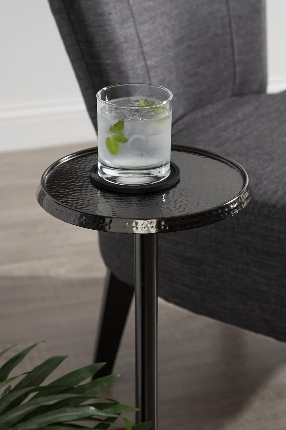 Kate and Laurel Sanzo Modern Pedestal Side Table; 9 x 9 x 23; Pewter; Decorat...
