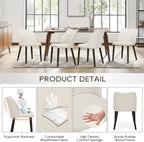 COLAMY Dining Chairs Set of 4, Upholstered Fabric Kitchen Chairs with Curved Back, Padded Seat and Solid Wood Legs, Modern Dining Chair for Kitchen Dining Room, Beige