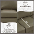 Faux Leather Sofa,82" W Mid Century Modern Couch with Storage Place,Oversized 3 Seater Sofa with Nailhead Trim&Rolled Armrests,Deep Seat Comfy Couch for Living Room,Bedroom,Apartment,Office(Taupe)