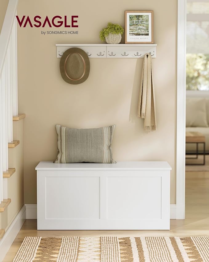 VASAGLE Storage Chest, Storage Trunk with 2 Safety Hinges, Storage Bench, Sho...