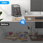 EasyPAG Mesh Desk Organizer with 3 Drawer Office Desktop Organizers and Accessories Stationery Caddy for Office, Home, Students, Black
