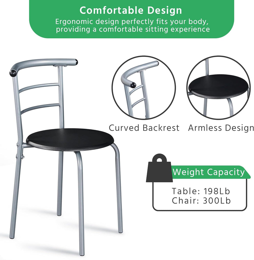 Yaheetech 3-Piece Dining Room Table Set, Kitchen Table & Chair Sets for 2...