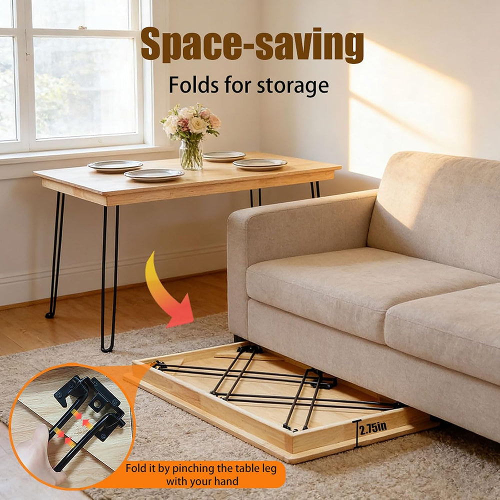 Solid Oak Folding Desk 43 Inch No Assembly Portable Table