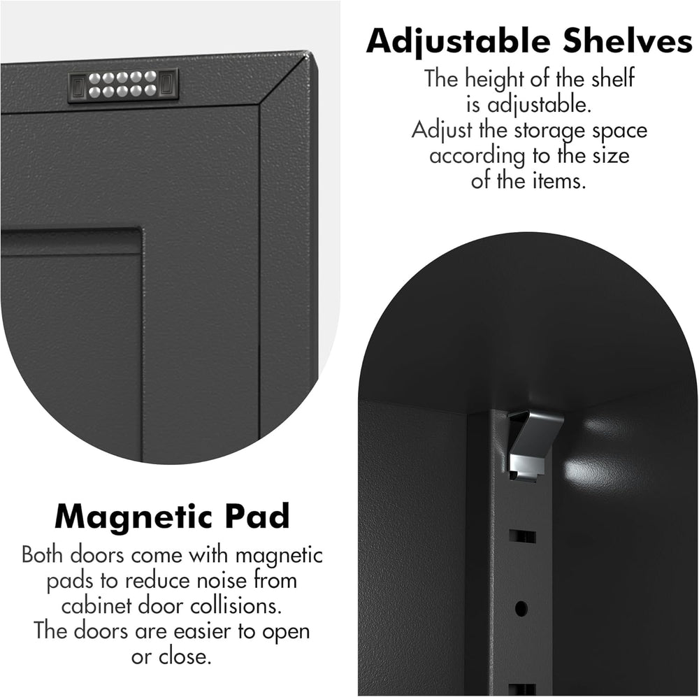Coolsun 46" H Metal Pantry Cabinet, Metal Storage Locker with Door and 2...