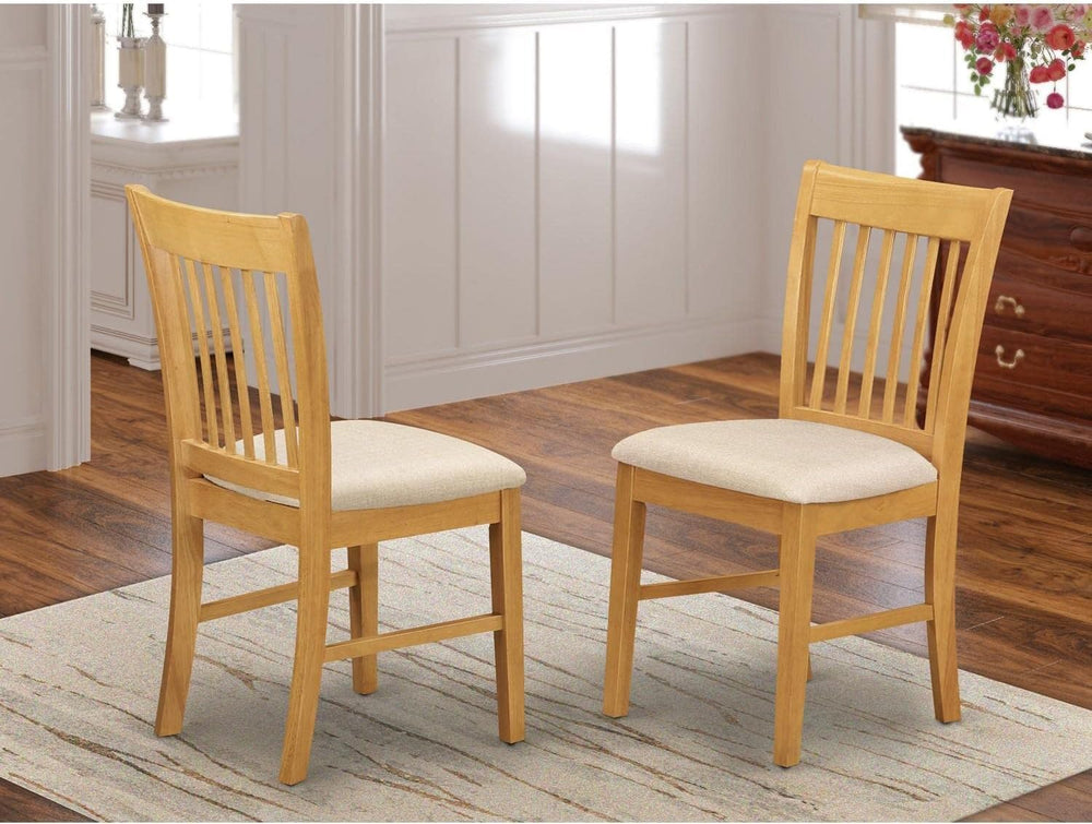 East West Furniture NFC-OAK-C Norfolk Kitchen Dining Chairs - Linen Fabric Up...