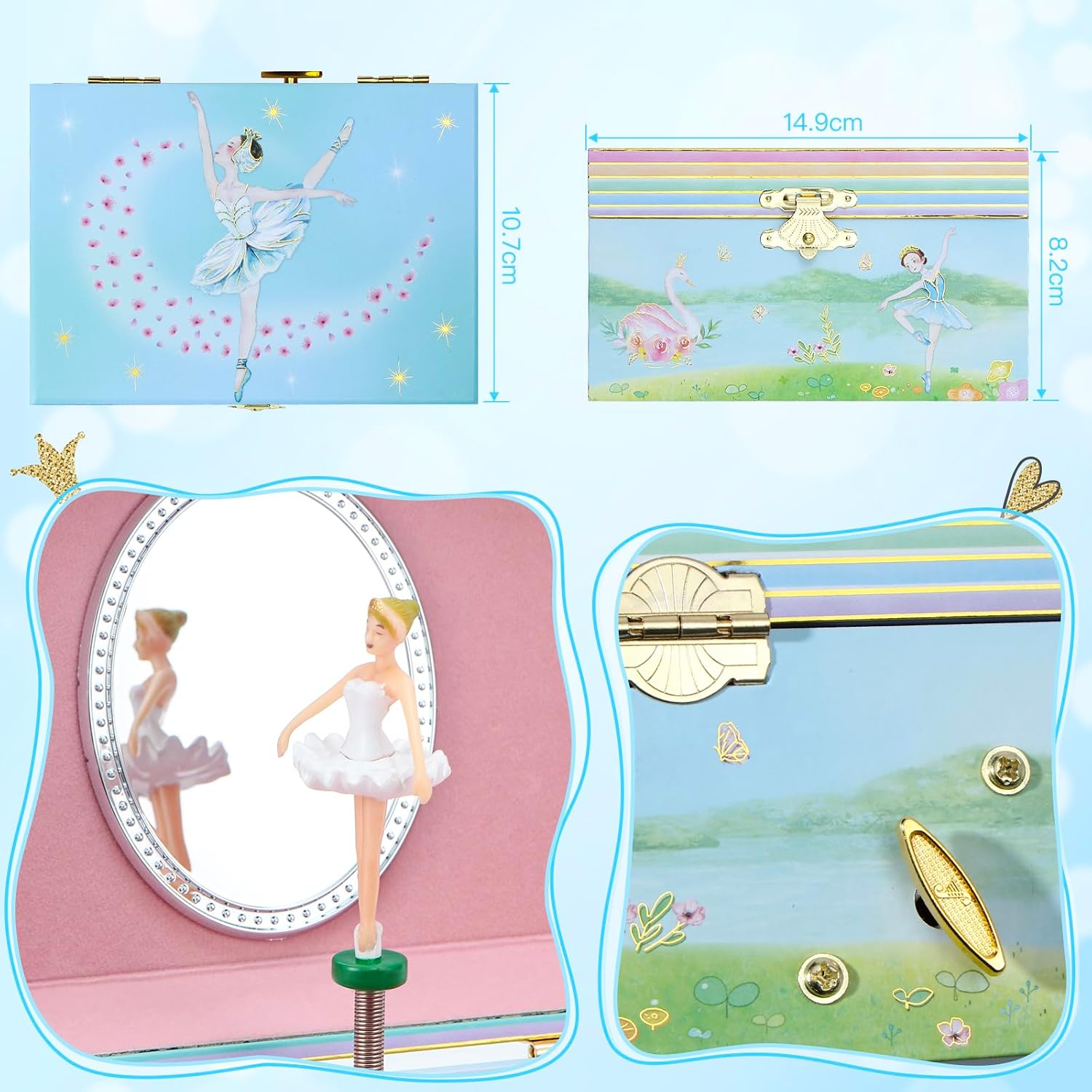 Ballerina Musical Jewelry Box for Little Girls - Keepsake Box for Jewelry & Treasures - Perfect Birthday or Holiday Surprise for Daughter, Granddaughter & Niece