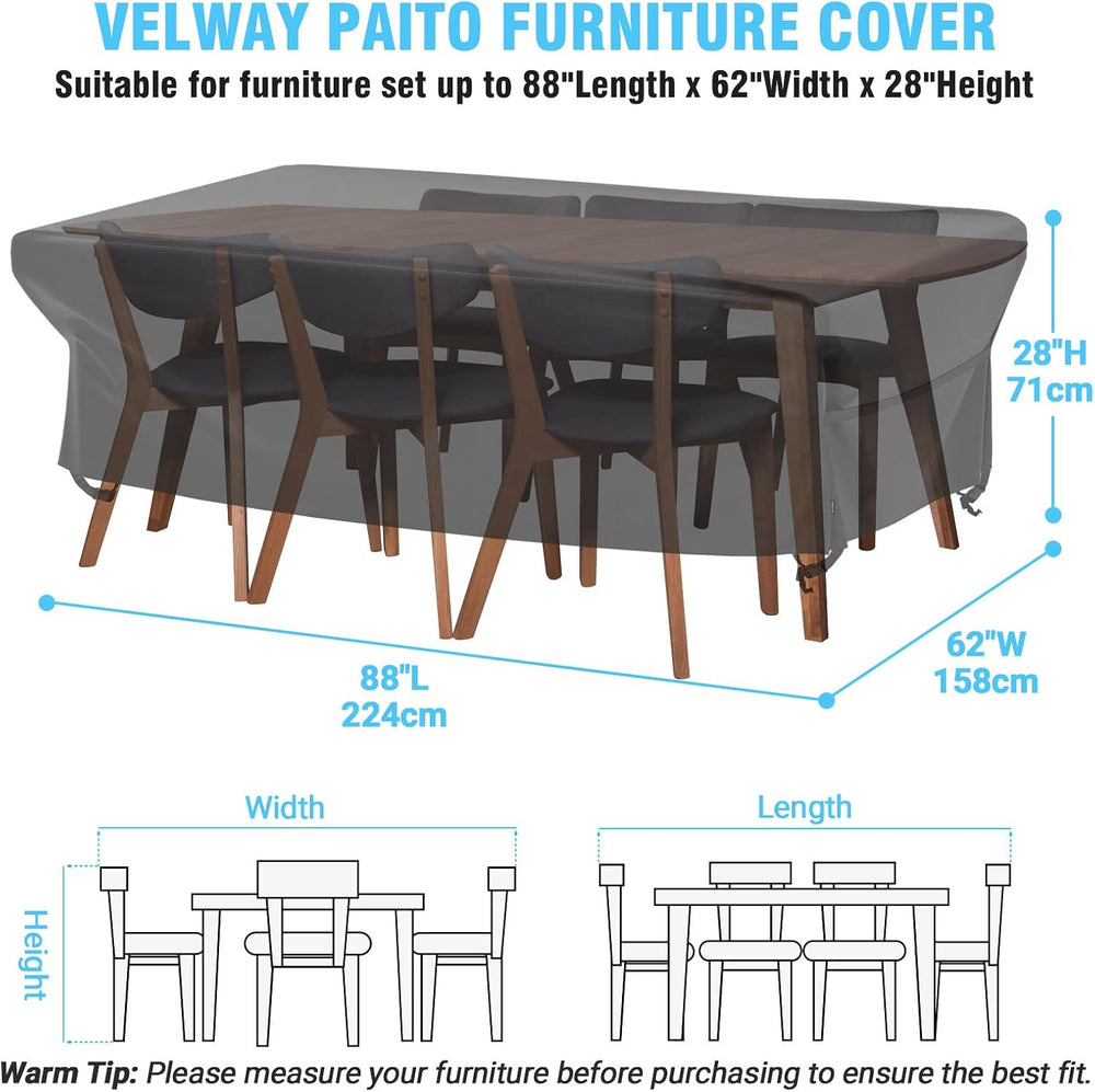 Patio Furniture Covers Waterproof Outdoor Table Cover 88"L x 62"W x...