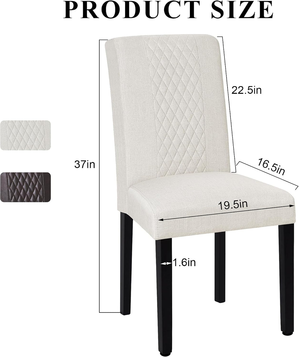 VECELO Dining Chairs Set of 2, Upholstered Fabric Wood Legs High Back for Kit...