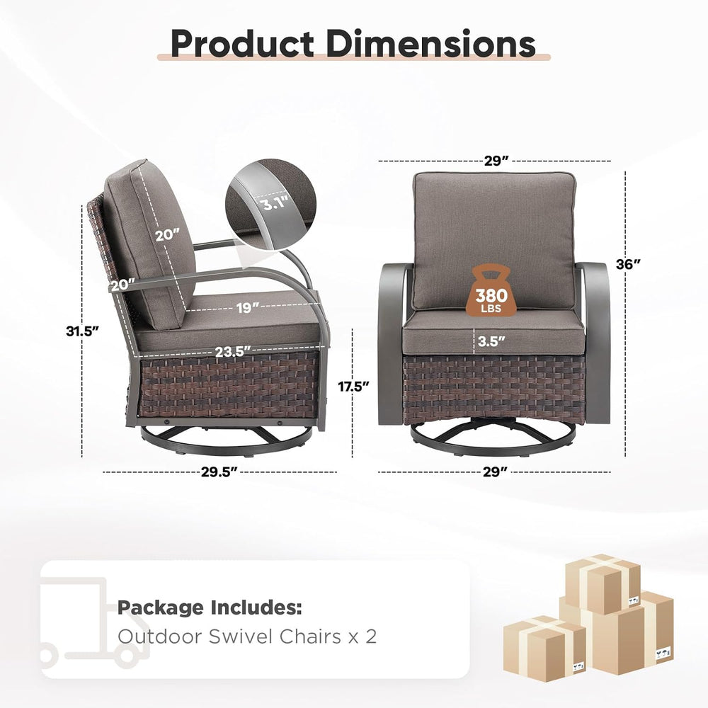 Belord Outdoor Swivel Rocker Patio Chairs of 2, Patio Conversation Glider Set...